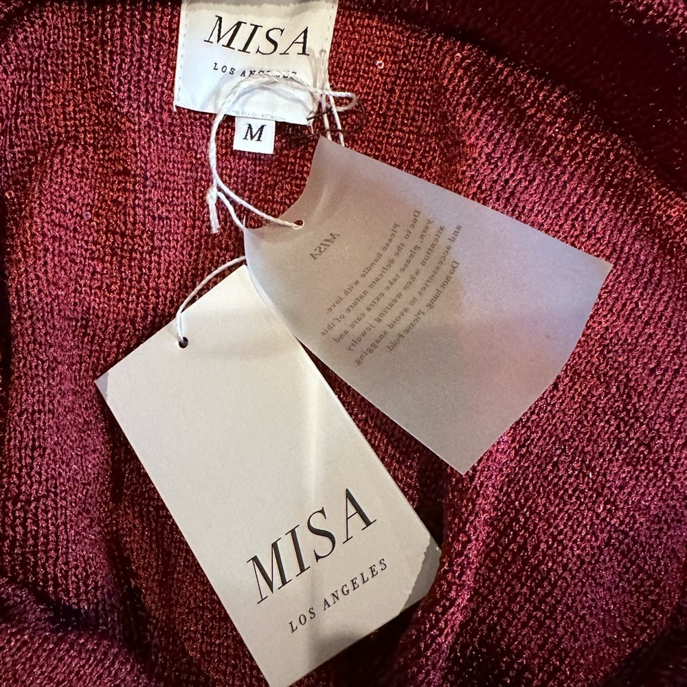 Misa Los Angeles Sparkling Deep Red Top and Skirt - Picture 5 of 9